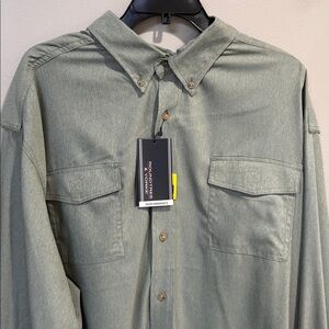 Roundtree & Yorke Olive Green Mesh-Lined Shirt Size 3XB